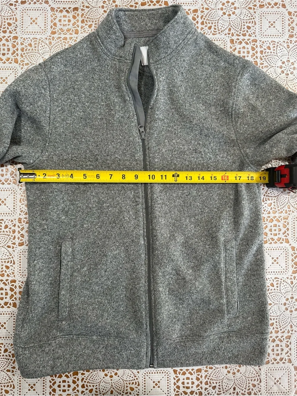 Old Navy Gray Sweater Fleece Full Zip Jacket Sherpa Lined Men’s Medium
